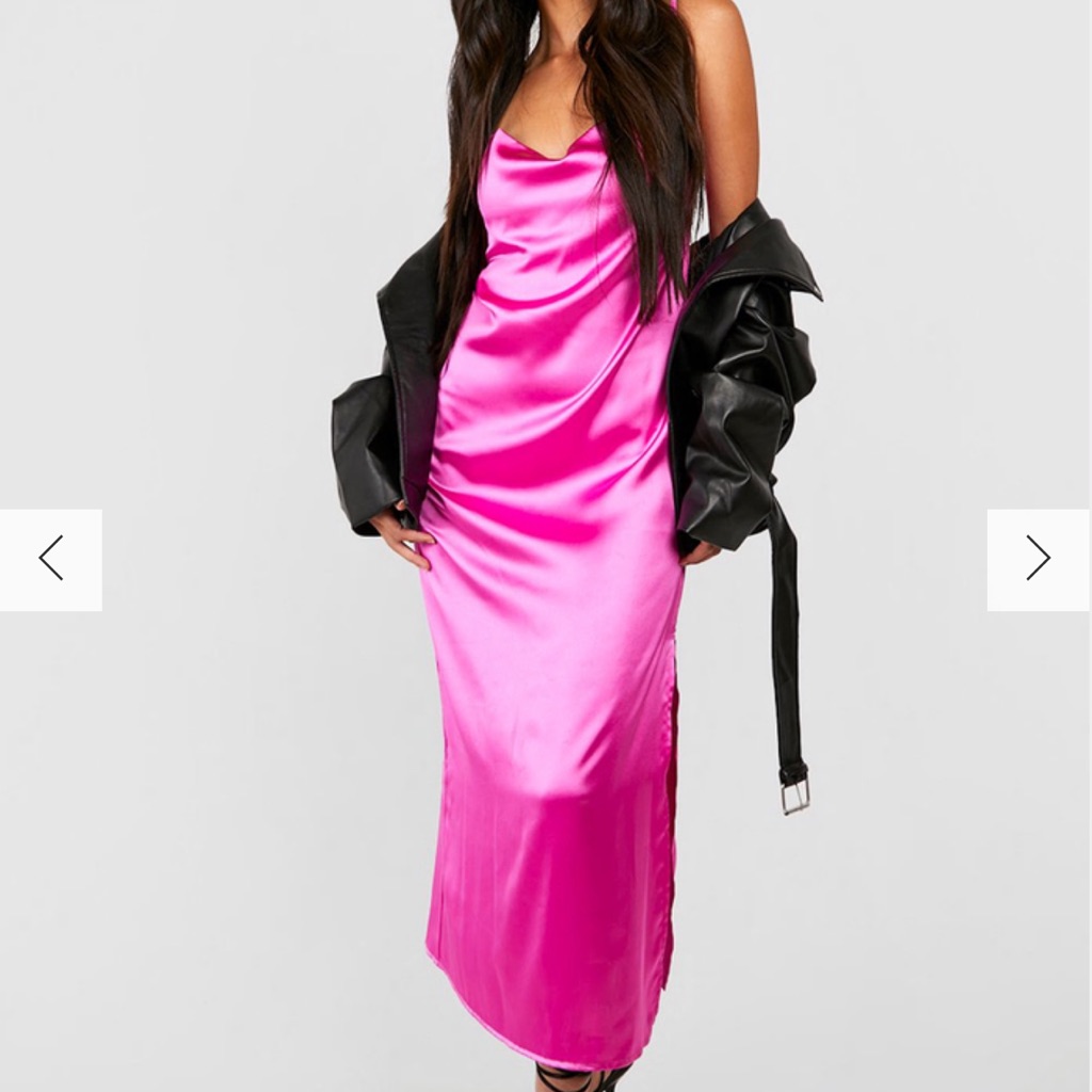 Boohoo Satin Cowl Neck Midi Dress